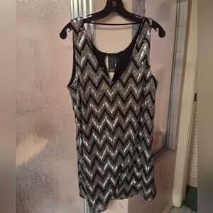 NWT Miss Me Black/Silver Sequin Mini Dress M 20's Retro